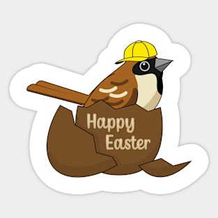 Cute Sparrow Chocolate Egg Happy Easter Sticker